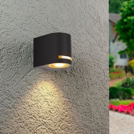 Applique Led Luce Calda Lampada Da Parete Muro Faretto Gu10 8 W Ip54 Nero (1/4)
