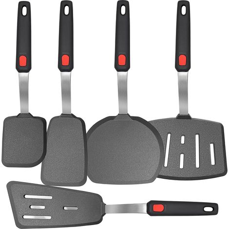 Set mit 5 Silikonspateln zum Mischen, hitzebeständiger Gummigriff und Klinge bis 600°F, antihaftbeschichtete Küchenutensilien, Eierspatel (1/5)