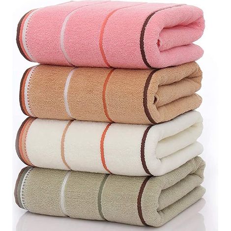 Lot de 4 serviettes de bain 100 % coton peigné - Serviettes de spa en coton ultra-absorbantes et ultra-douces