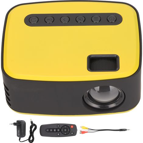 Mini Projecteur Portable 1080P USB Micro, Haut-parleur 2W, Noir et Jaune, Compatible Smartphone, Alimentation 100‑240V EU Plug (1/5)