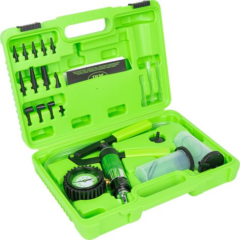 JBM – Pompe d’essai de pression et de vide pour circuits – Pression max 40 psi – Kit complet avec embouts et manomètres – 54016