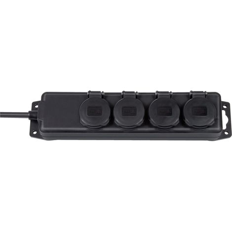 Brennenstuhl Steckdosenverteiler IP44 4-fach, Steckdosenleiste, 2m Kabel, schwarz (1/10)