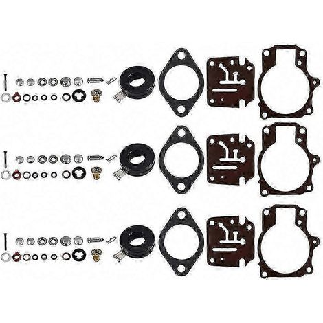 Kit 3x Carburateur Reconstruction + Flotteur pour Moteur Hors-bord Evinrude 396701 65 70 75 CV