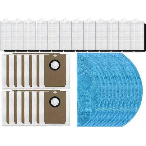 Pièces de rechange compatibles avec l'aspirateur robot G7 : filtre, chiffon de nettoyage et sac à poussière. (1/5)