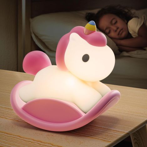 Veilleuse rose pour enfant (1 pièce), rechargeable, en silicone souple, avec minuterie 30 minutes et luminosité réglable, cadeau de décoration kawaii
