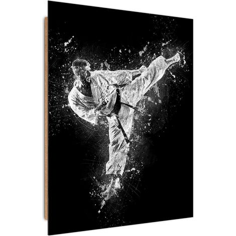 Tableau bois karatéka - 50 x 70 cm (1/5)