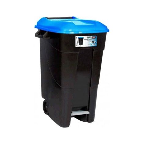 SCHWARZER BEHÄLTER MIT PEDAL 120 L-BLAUER DECKEL - 423024