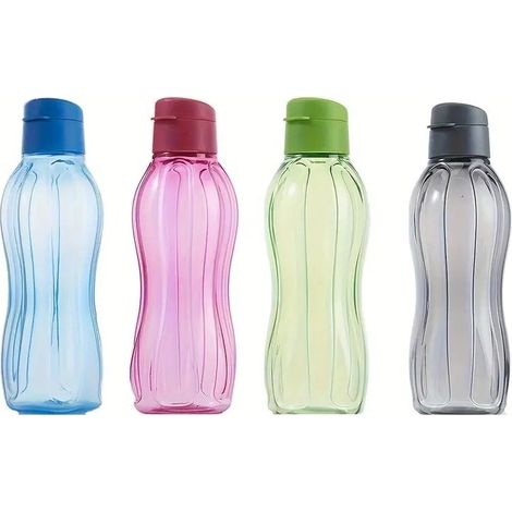Set di 4 borracce sportive in plastica riutilizzabili, a prova di perdite, per zaini scolastici, contenitori per il pranzo, palestra, con coperchio a scatto – 450 ml