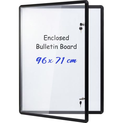 COSTWAY Bacheca Con Chiave Bacheca Da Esterno Bacheca Magnetica Bacheca Da Parete Lavagna Bianca Pannello In Pet Trasparente Installazione Verticale Orizzonta (1/4)