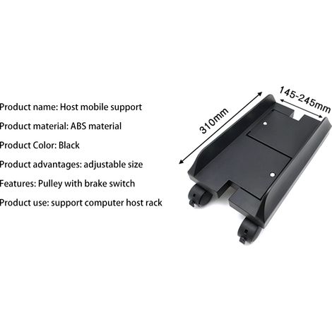 Support pour unité centrale, tour d'ordinateur de bureau mobile, support de sol à roulettes, largeur réglable, chariot universel pour ordinateur PC avec 4 roulettes (1/5)