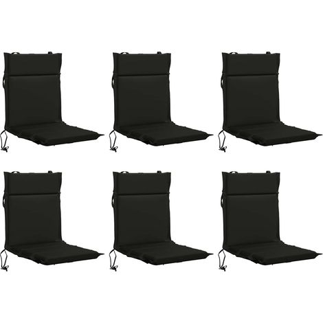 Low Back Chair Cushion GEMERT 6 pcs 100% Polyester Black vidaXL