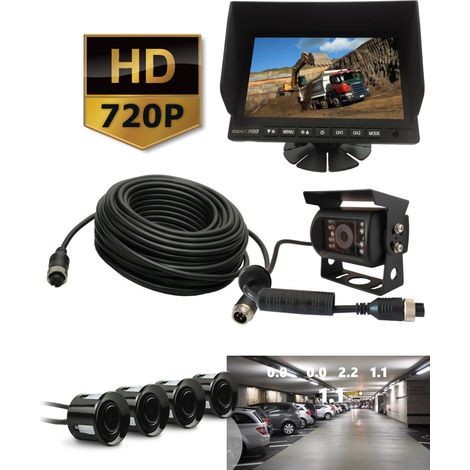 Ensemble : Moniteur AHD 7 pouces + Caméra 720p + Câble de 10 m + Capteurs vidéo de recul 720p à 4 broches