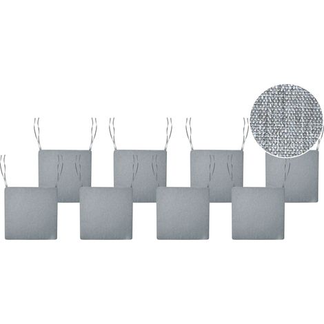 Set of 8 Garden Chair Cushions SASSARI PREMIUM 46 x 46 cm Grey Melange (1/5)