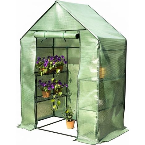 ELVMI Serre Tunnel pour Tomates avec Porte Zippée et Ancrages, en Polyéthylène et Acier, Verte, 143 x 215 x 195 cm (1/5)