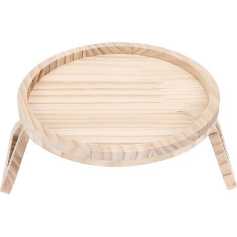 Plateau à clipser rond en bambou naturel de 25 cm (9,8 po) pour canapé, accoudoir, idéal pour les collations, le café ou le thé, avec télécommande. (1/5)