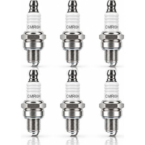 6PCS Bougie d'allumage, CMR6H Haute Performance Résistante pour Tondeuse et Outils Thermiques, Compatible Tronçonneuse Débroussailleuse Coupe-Bordure Souffleur et Petits Moteurs Essence (1/5)
