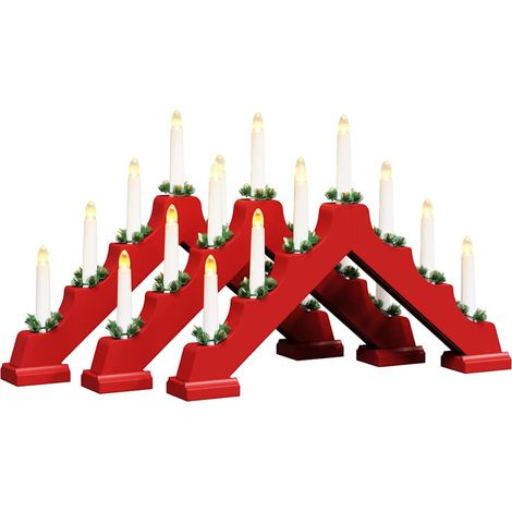 Puente de velas navideñas con 7 LED 3 pcs Rojo 39.5 x 5 x 29 cm vidaXL