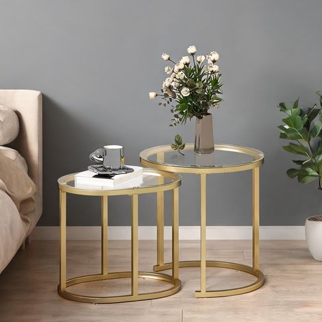 Table basse gold en acier Hartglas 50 x 50 x 50,5 cm (1/5)