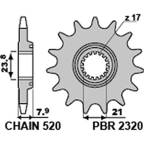 Piñón delantero PBR JTF1344 para Honda CRF 250R, de acero, duradero y resistente.