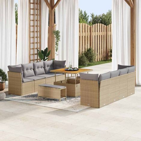 Gartensofa-set 11 pcs Beige Poly-Rattan