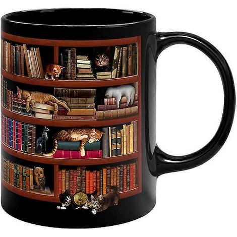 Mug bibliothèque 3D, mug bibliothèque, mug chat bibliothèque, mug club de lecture. (1/5)