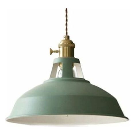 Suspension Industrielle E27, Luminaire Vintage en Métal Couleur Vert, Diamètre 26,5 cm, Câble de 100 cm pour Intérieur et Atelier (1/4)