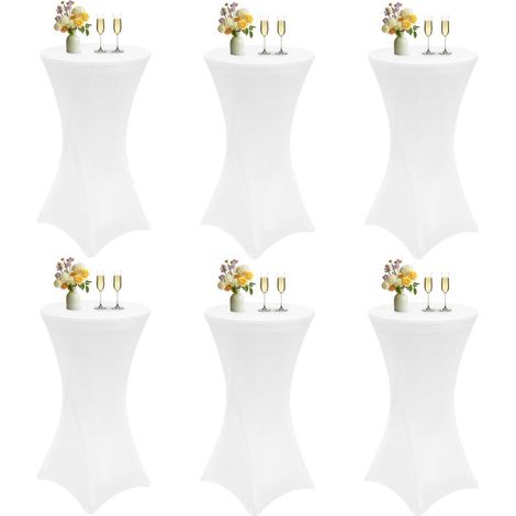 Stehtisch Hussen 6er-Set 70x110cm Weiß Stretch-Tischdecke für Veranstaltungen