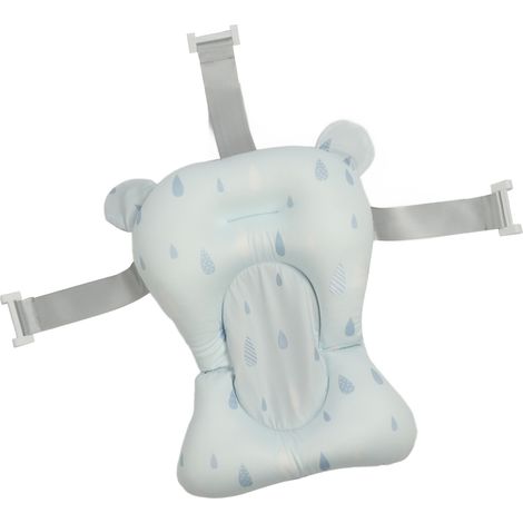 Tapis de bain bébé, coussin de bain pour nouveau-né, matelas de bain, siège de bain pour bébé, coussin de bain pour nouveau-né, nourrisson et tout-petit, en plastique, grande taille, bleu, à pois de p (1/5)