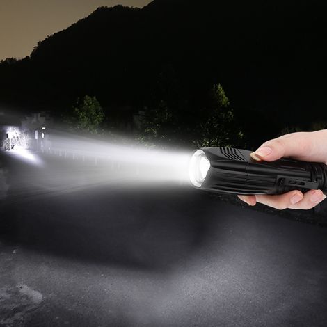Wasserdichte LED-Taschenlampe P90, leistungsstarke Outdoor-Leuchte, USB-aufladbar, einstellbarer Zoom, mit Clip und Schutzkegel, schwarz, 17,5 x 4,5 x 4,5 cm, 278 g (1/5)