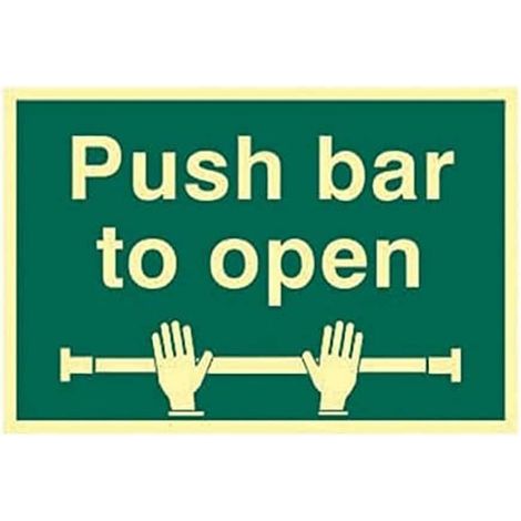 Photoluminescent Push Bar to Open (Scan 1584) – 300 x 200mm, Durable Aluminum Exit Device (1/2)