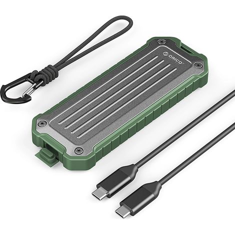 otpx-G2 M.2 NVMe/SATA SSD USB-C Verstärkter taktischer Laufwerksschacht - Grau-Grün (1/5)