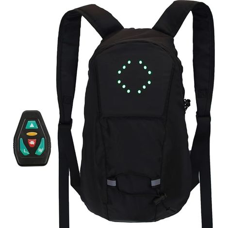 Mochila reflectante para bicicleta de 15 litros con luz LED, batería recargable USB de 500 mAh, bolsa de seguridad para ciclismo y running, color negro. (1/5)