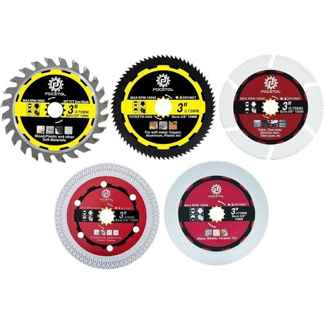 Trennscheibe Diamant 75mm 10mm 5er Set Fliesen Beton Glas 75mm Mix1 (1/5)