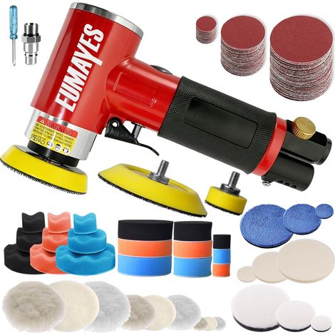 Mini Polisseuse, 25 mm, 50 mm, 75 mm, Ponceuse Excentrique à Air Comprimé, Petit Ponceuse à Air Comprimé avec Papier Abrasif, Tampon de Polissage pour le Polissage et le Ponçage (1/5)