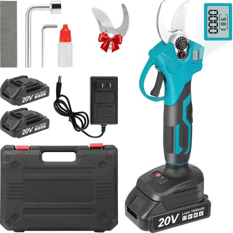Sécateur électrique professionnel batterie 2x20V 1500mAh, écran LCD, moteur sans balais, coupe max. 30mm, lames SK5, jardinage (1/5)