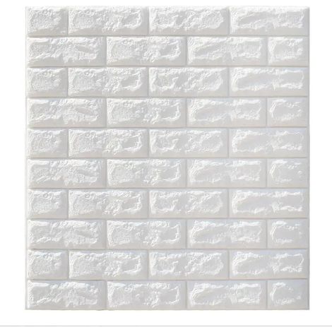 1PC 3D Sticker Autocollant Mural - Bricolage Brique Mousse Papier Peint Imperméable - 70x77CM - Blanc Sasicare (1/5)