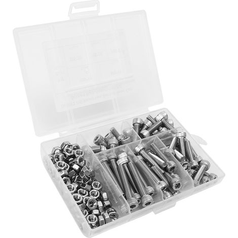 Kit de 150 vis et écrous à six pans creux en acier inoxydable 304 (M5). (1/5)