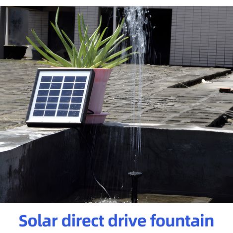 Eosnow Pompe à eau solaire 6V 1.5W, 6 Modes 160L/h hauteur de levage 50cm, avec fontaine à 8 buses (1/5)