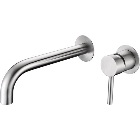 Robinet de lavabo encastré avec mitigeur  Modèle MOSCOU  Bec universel  Couleur Gris finition acier [ IMEX® ] (1/2)