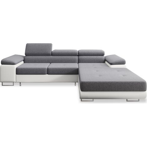 Canapé d'angle droit convertible Alphonso Gris et Blanc (1/5)