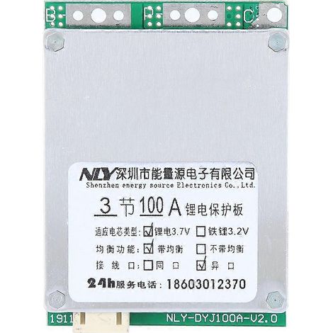 3S 12V 100A Lithium-Batterieschutzplatine (BMS-Leiterplatte) mit Balancerladung