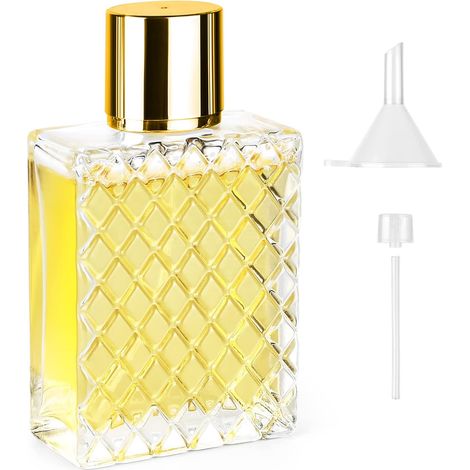 Flacon parfum vide en verre de 100 ml, rechargeable avec entonnoirs, atomiseur carré pour voyages (1/4)