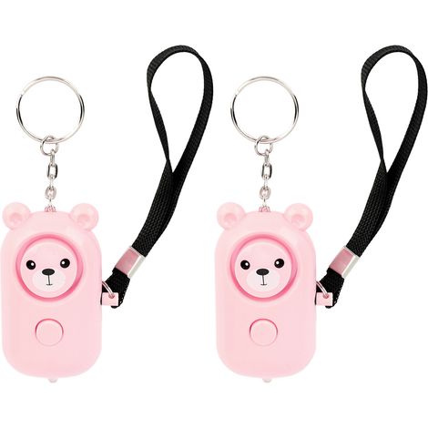 2er-Pack Sicherheitsalarm im Teddybär-Design, Schlüsselanhänger-Schutzgerät für Frauen, Kinder und Senioren – Rosa (1/5)