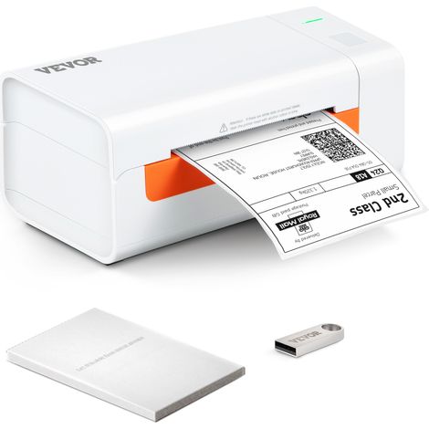 VEVOR Imprimante deEtiquettes Thermique Direct 4x6 Code a Barres USB 150 mm/s 203 dpi pour Colis Expedition Compatible avec Amazon/eBay/Etsy/UPS Prise en Charge Windows/MacOS/Linux/Chromebook Blanc