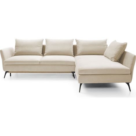 Ecksofa DEMISBAL mit Schlaffunktion, Bettkasten, Cremeweiß, linksseitig (1/4)