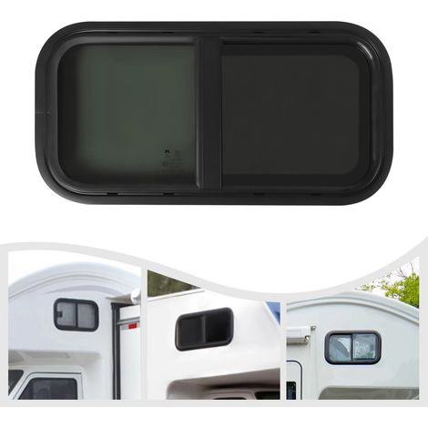 Ventana lateral para caravana y autocaravana, ventana lateral - Protección contra insectos - Ventana corredera - Cremallera - Ventana para caravana - Negro - 700 x 400 mm