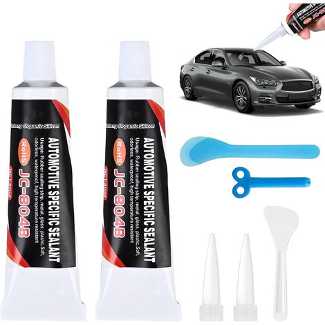 Colle a Pare Brise Voiture,2pcs Pate a Joint Moteur,Colle Carrosserie Voiture Noir,Silicone Haute Temperature,Pate a Joint Moteur Haute Temperature,Joints Mécaniques de Moteur Automobile,2pcs (1/5)