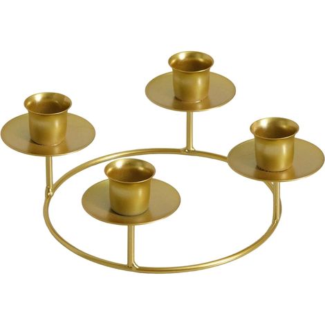 Porte-Bougies Décoratif Support d'Affichage en Métal Vintage Porte-bougies pour Couronne de l'Avent pour Maison Cuisine Salon Ferme Cheminée Restaurant Bar Salle à Manger (1/5)