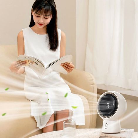 1 unité. Couleur : Blanc. Matériau : Plastique. Mini ventilateur portable sans pales. Rechargeable par USB.