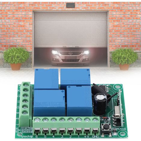 12V 433MHz 4-Kanal Funkrelais-Fernbedienungsschalter-Set für Garagentore, Funkempfängermodul (1/5)